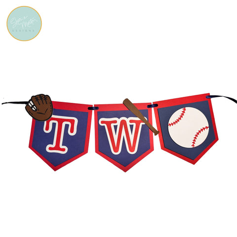 Baseball Second Birthday Highchair Banner SVG Sharia Morton Designs 