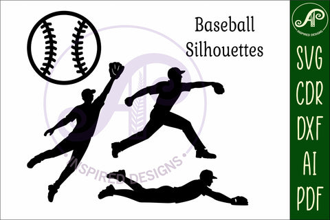 Baseball silhouette bundle laser cut outs SVG APInspireddesigns 