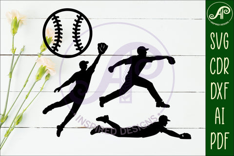 Baseball silhouette bundle laser cut outs SVG APInspireddesigns 