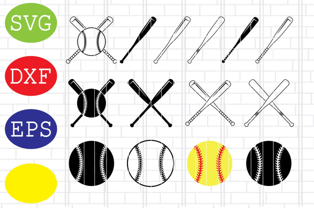 Baseball Silhouette Svg, Softball Silhouette, Softball File, Baseball Cut File, Sport Svg, Jpg, Eps, Dxf Files SVG DigitalSvgFiles 