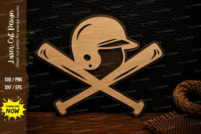 Baseball Skull Crossbones Laser Cut Svg Design SVG Regulrcrative 