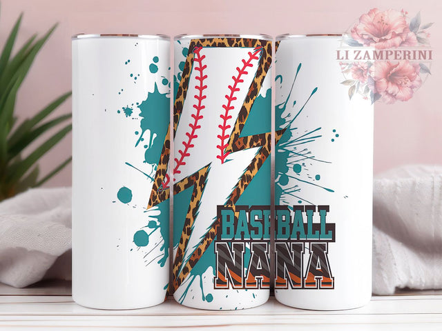 Baseball Softball Nana 20oz Tumbler, Nana Tumbler, Leopard Print Tumbler, Western Tumbler Wrap, Sports Mom Tumbler, 20oz Sublimation Wrap, Softball Tumbler Sublimation Li Zamperini 