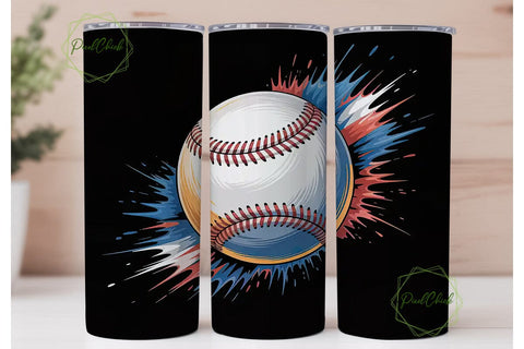 Baseball Splash 20oz Tumbler Wrap Sublimation PixelChick 