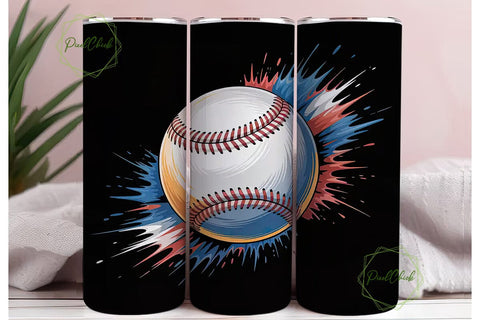 Baseball Splash 20oz Tumbler Wrap Sublimation PixelChick 