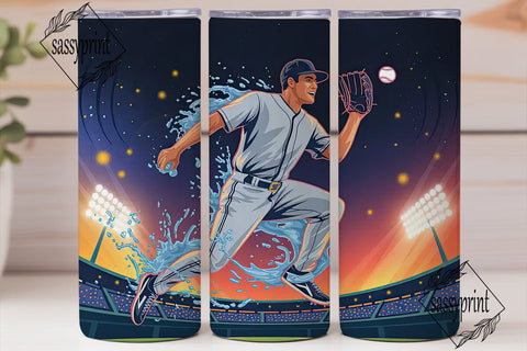 Baseball Splash 20oz Tumbler Wrap Sublimation sassyprint 