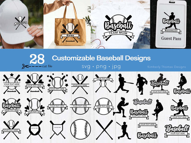 Baseball split monogram bundle svg SVG Kimberly Thomas Design 