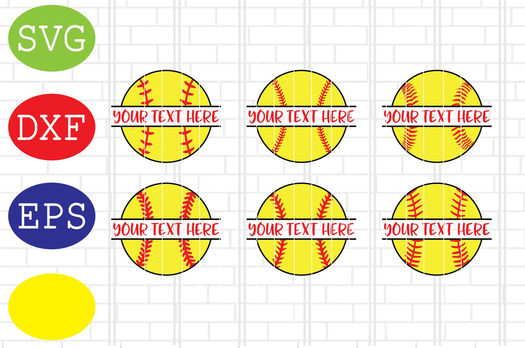Baseball Split Name Svg, Softball Silhouette, Softball File, Baseball ...