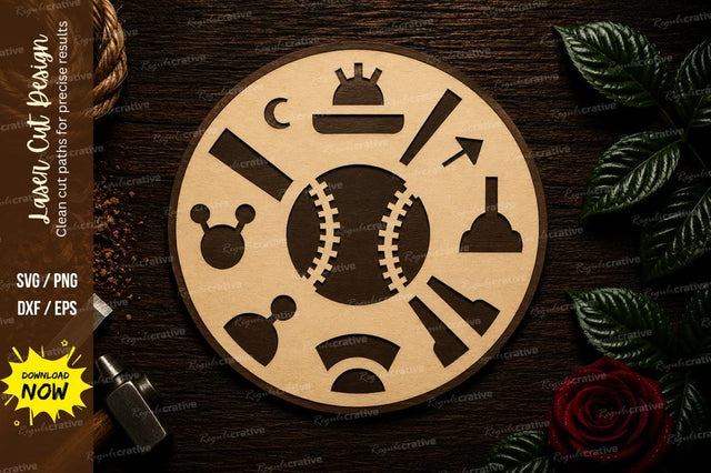 Baseball Sports Icons Round Laser Cut SVG File SVG Regulrcrative 