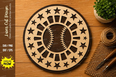 Baseball Stars Circle Laser Cut SVG File SVG Regulrcrative 