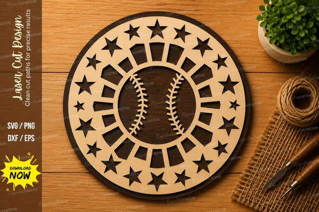Baseball Stars Circle Laser Cut SVG File SVG Regulrcrative 