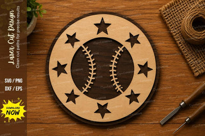 Baseball Stars SVG | Sports Laser Cut File | Glowforge CNC DXF PNG EPS SVG Regulrcrative 