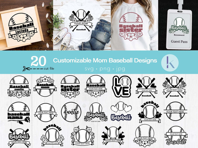Baseball svg bundle floral monogram SVG Kimberly Thomas Design 