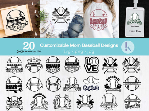 Baseball svg bundle floral monogram SVG Kimberly Thomas Design 