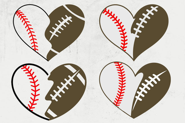 Baseball SVG, Football SVG, Baseball Heart SVG, Football Heart svg, Baseball Football Heart svg SVG DesignDestine 
