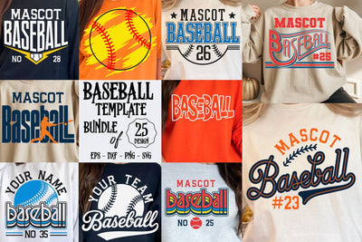 Baseball Team SVG Bundle, Shirt Template, Cricut Silhouette, Baseball Template Bundle SVG DesignDestine 