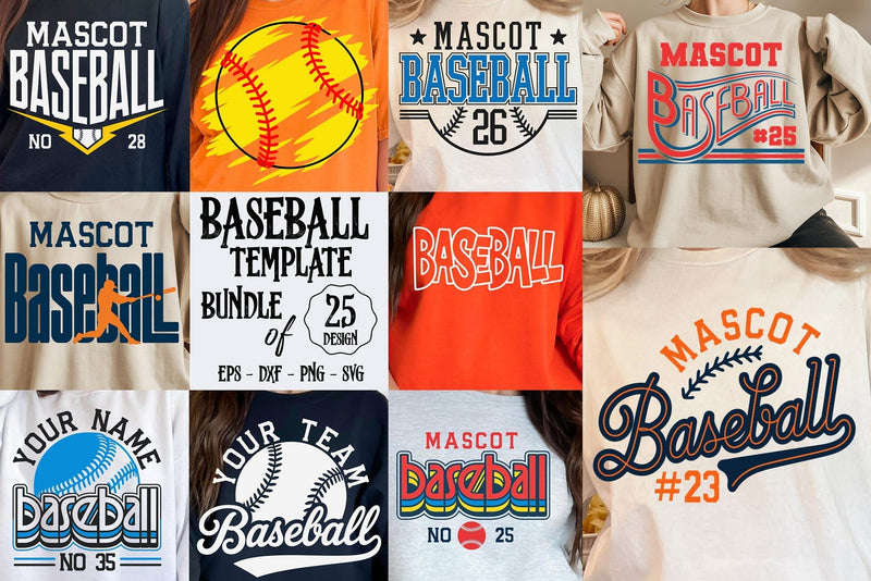 Baseball Team SVG Bundle, Shirt Template, Cricut Silhouette, Baseball Template Bundle SVG DesignDestine 