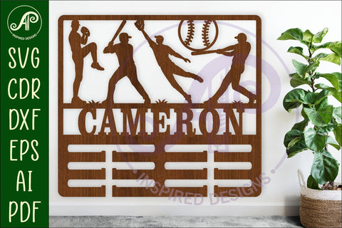 Baseball Theme Medal Holder Name svg laser cut SVG APInspireddesigns 