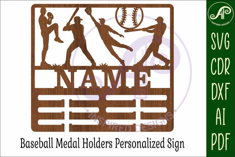 Baseball Theme Medal Holder Name svg laser cut SVG APInspireddesigns 