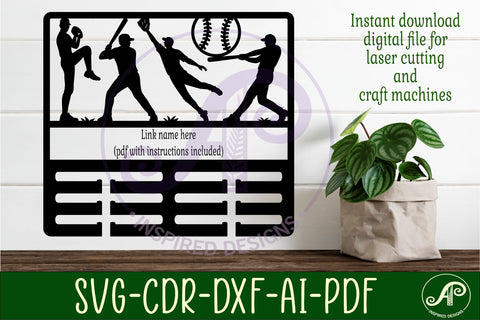 Baseball Theme Medal Holder Name svg laser cut SVG APInspireddesigns 