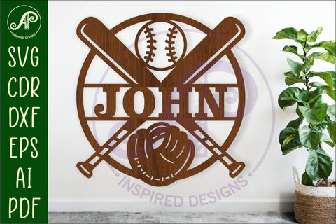 Baseball theme name wall art sign, SVG personalized SVG APInspireddesigns 