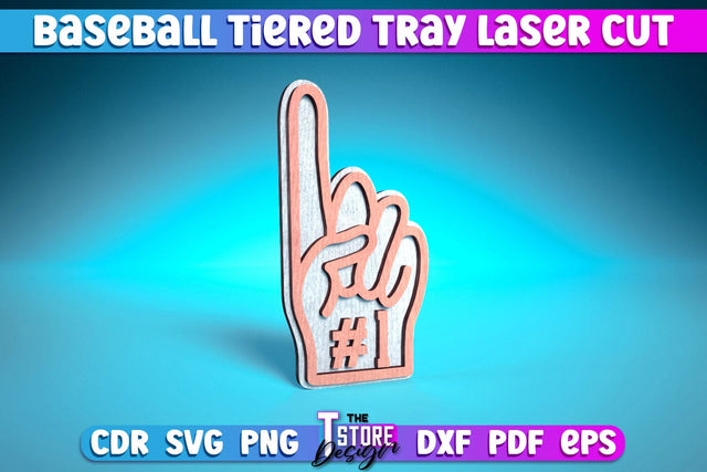 Baseball Tiered Tray Laser Cut | Tiered Tray Laser Cut Design | CNC Files SVG The T Store Design 
