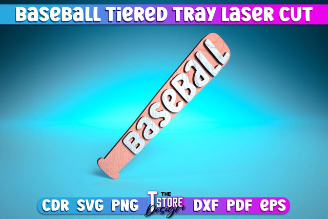 Baseball Tiered Tray Laser Cut | Tiered Tray Laser Cut Design | CNC Files SVG The T Store Design 