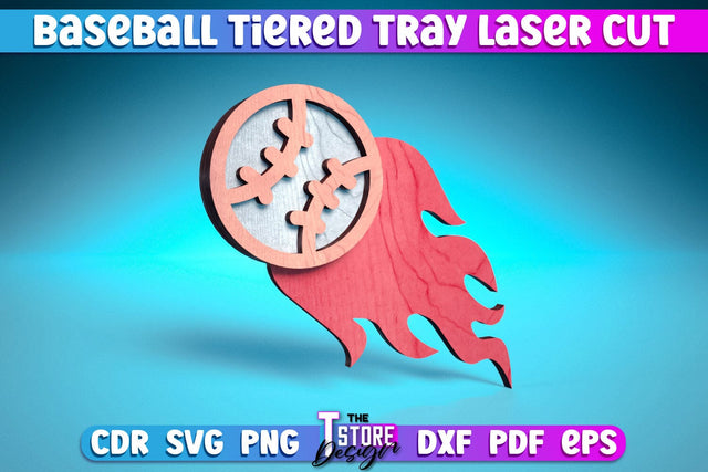 Baseball Tiered Tray Laser Cut | Tiered Tray Laser Cut Design | CNC Files SVG The T Store Design 
