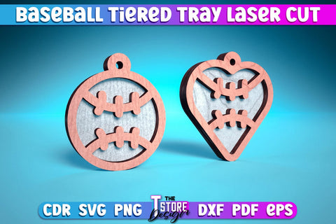 Baseball Tiered Tray Laser Cut | Tiered Tray Laser Cut Design | CNC Files SVG The T Store Design 