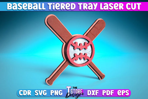 Baseball Tiered Tray Laser Cut | Tiered Tray Laser Cut Design | CNC Files SVG The T Store Design 