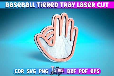 Baseball Tiered Tray Laser Cut | Tiered Tray Laser Cut Design | CNC Files SVG The T Store Design 