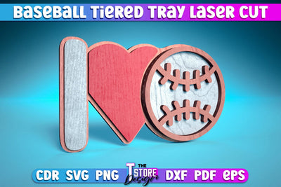 Baseball Tiered Tray Laser Cut | Tiered Tray Laser Cut Design | CNC Files SVG The T Store Design 