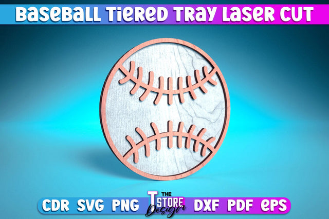 Baseball Tiered Tray Laser Cut | Tiered Tray Laser Cut Design | CNC Files SVG The T Store Design 