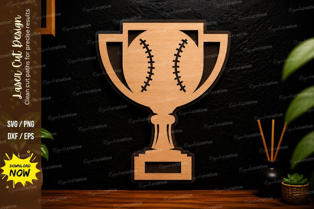 Baseball Trophy Cup Laser Cut Svg Design SVG Regulrcrative 