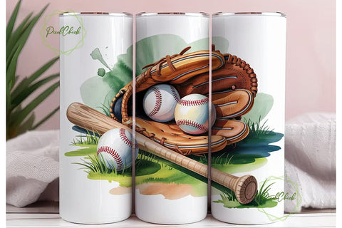 Baseball Tumbler Wrap 20oz Sublimation PixelChick 
