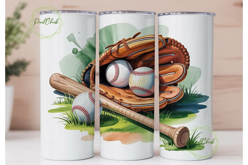 Baseball Tumbler Wrap 20oz Sublimation PixelChick 
