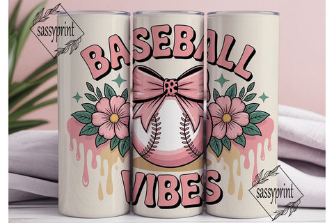 Baseball Vibes 20oz Tumbler Wrap Sublimation sassyprint 