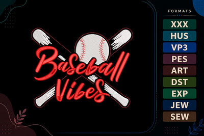 Baseball Vibes Embroidery Design - Trendy Sports Embroidery/Applique DESIGNS sg embroidery 