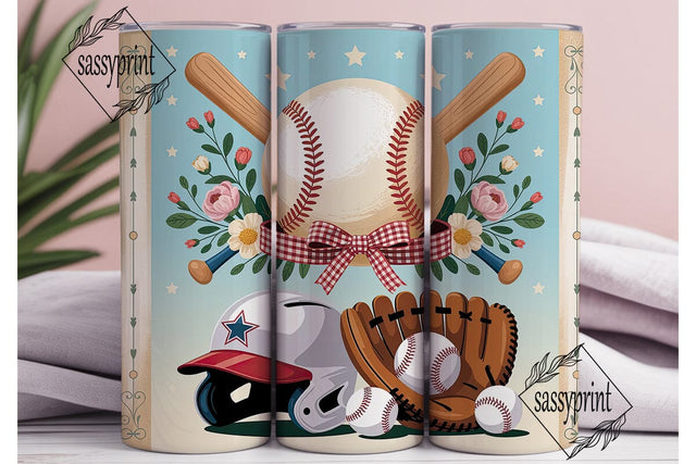 Baseball Vintage Floral 20oz Tumbler Sublimation sassyprint 