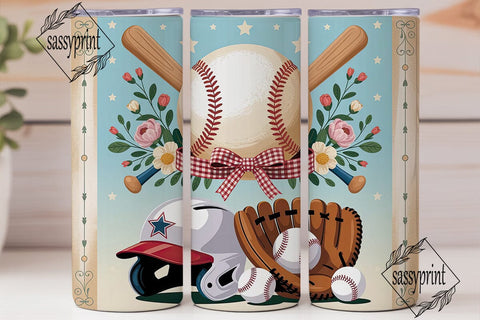 Baseball Vintage Floral 20oz Tumbler Sublimation sassyprint 