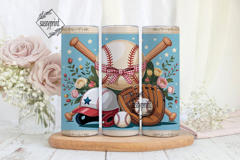 Baseball Vintage Floral 20oz Tumbler Sublimation sassyprint 