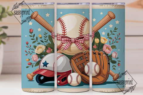 Baseball Vintage Floral 20oz Tumbler Sublimation sassyprint 