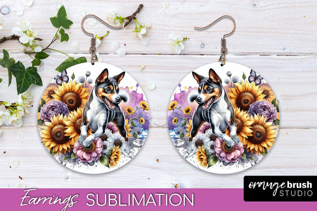 Basenji Earrings - Dog Mom Floral Round Earring Sublimation Sublimation OrangeBrushStudio 