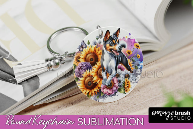 Basenji Keychain - Dog mom Floral Keychain Sublimation Design Sublimation OrangeBrushStudio 