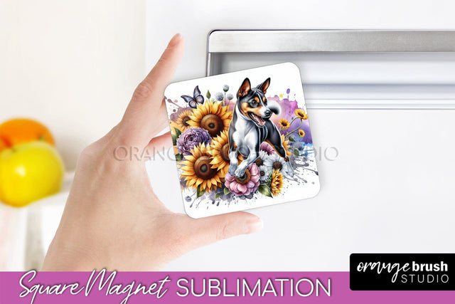 Basenji Magnet Sublimation - Dog Mom Floral Magnet PNG Design Sublimation OrangeBrushStudio 