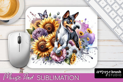 Basenji Mouse Pad Design - Dog Mom Floral Mousepad Sublimation Sublimation OrangeBrushStudio 
