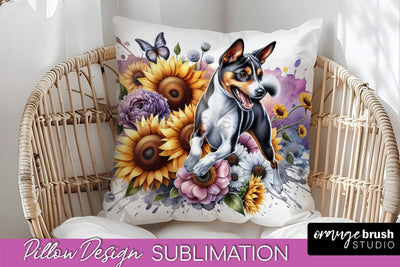 Basenji Pillow Cover - Dog Mom Floral Pillow Sublimation Sublimation OrangeBrushStudio 