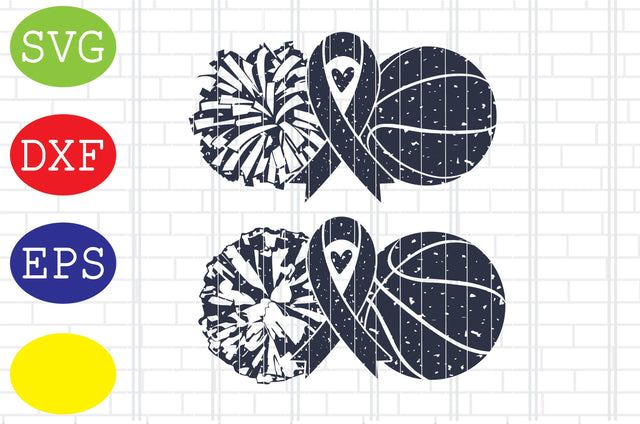 Basketball Awareness and Pom Svg, Cheerleader Svg, Cheerleading Vector, Cheer Pom Poms Cut Files, Sport Svg, Jpg, Eps, Dxf Files SVG DigitalSvgFiles 