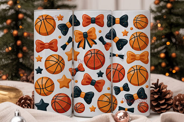 Basketball Bows 20oz Tumbler Wrap Sublimation DesignSVG 