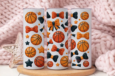 Basketball Bows 20oz Tumbler Wrap Sublimation DesignSVG 