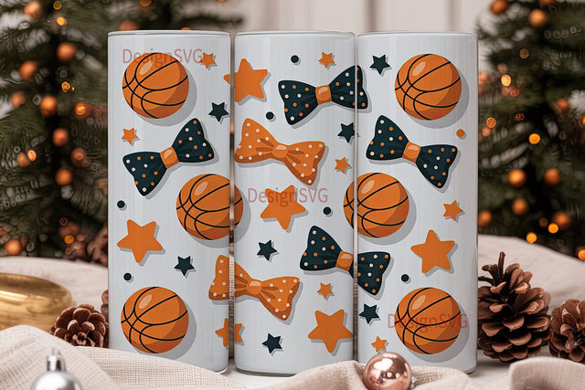 Basketball Bows 20oz Tumbler Wrap Sublimation DesignSVG 